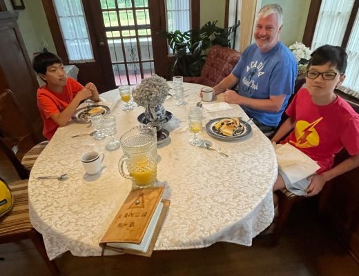 boys at breakfast table